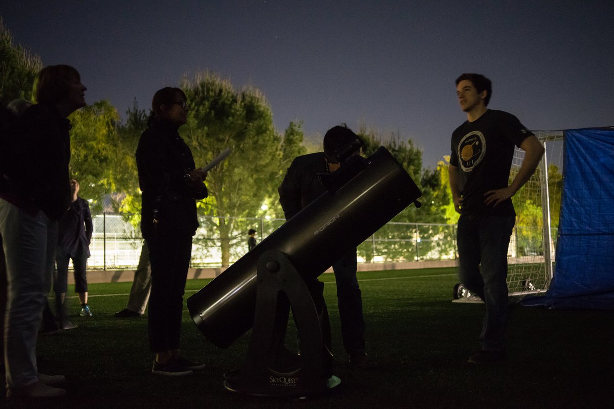 Ryan Rubenzahl showcases what's visible in the spring night sky during a stargazing session following the lecture.