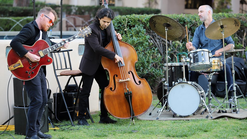 Jazz band playing on Gene Pool lawn