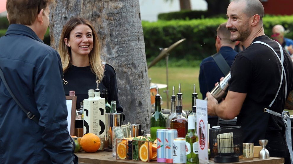 image of bar with people talking