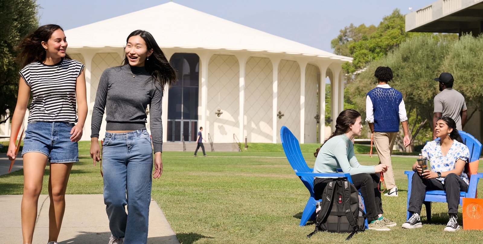 Students outside of Beckman Auditorium