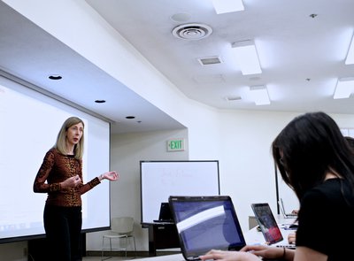 Jean Ensminger teaching undergrads