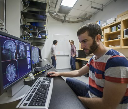man at computer in CBIC lab