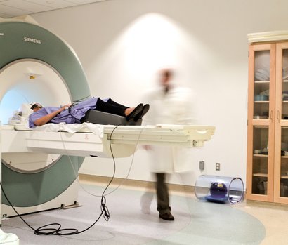 person in MRI machine