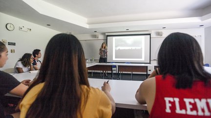 students in Cathy Jurca's film course