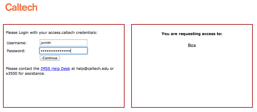 Enter your access.caltech credentials