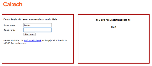 Log in with your access.caltech credentials