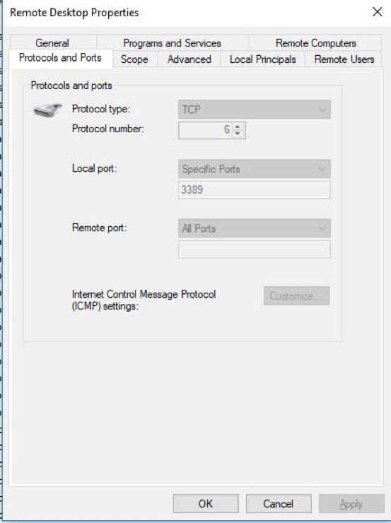 Remote Desktop Properties Protocols and Ports