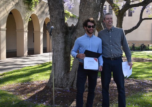 Olmo Cerri, 2019 Stemple prize winner with physics option rep Ryan Patterson