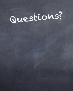 blackboard with "questions?" written