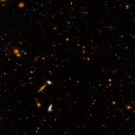 Hubble image of distant galaxies.