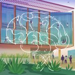 cover art from issue 12 of The Caltech Effect, an illustration of the new Chen building on campus