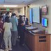 Caltech community members look at earthquake waveforms on display in the Seismo Lab after a magnitude 4.4 quake rattled campus