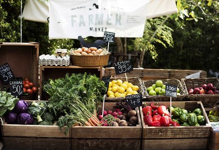 Stock photo of farmers' market.