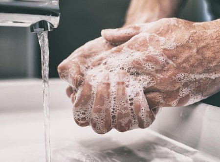 Stock photo of hand washing