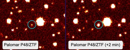 Pictures taken by ZTF show the star of interest brightening.