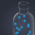 Artistic image of a bottle with neutrons.