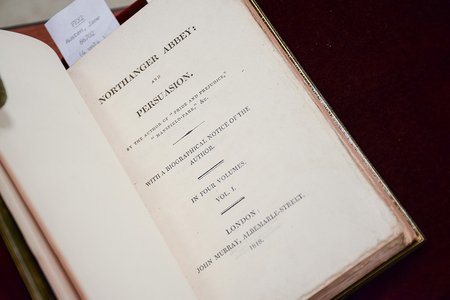 photo of a first-edition volume of Jane Austen's Northanger Abbey and Persuasion