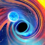 Artwork of a neutron star–black hole merger