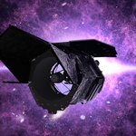 space telescope against a purple background