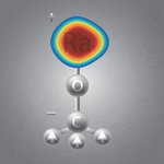 An artistic representation of the structure of the radium monomethoxide ion, or RaOCH3+, used in the new study.