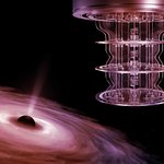 purple filtered image of quantum machine and black hole