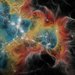 Artwork shows swirling colorful patterns that represent light traveling at different speeds through space.