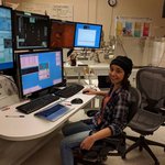 Graduate student Emma Sosa sits works at a computer at Caltech