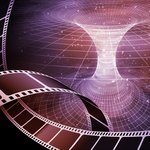 purple filtered image of wormhole and film strip