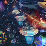 Collage of images from 2024 Caltech news stories including jellyfish, microbes, supernovae and more, with nothing illustrated at scale.