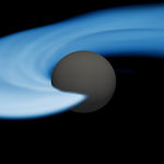 Artwork of merger between neutron star and black hole.